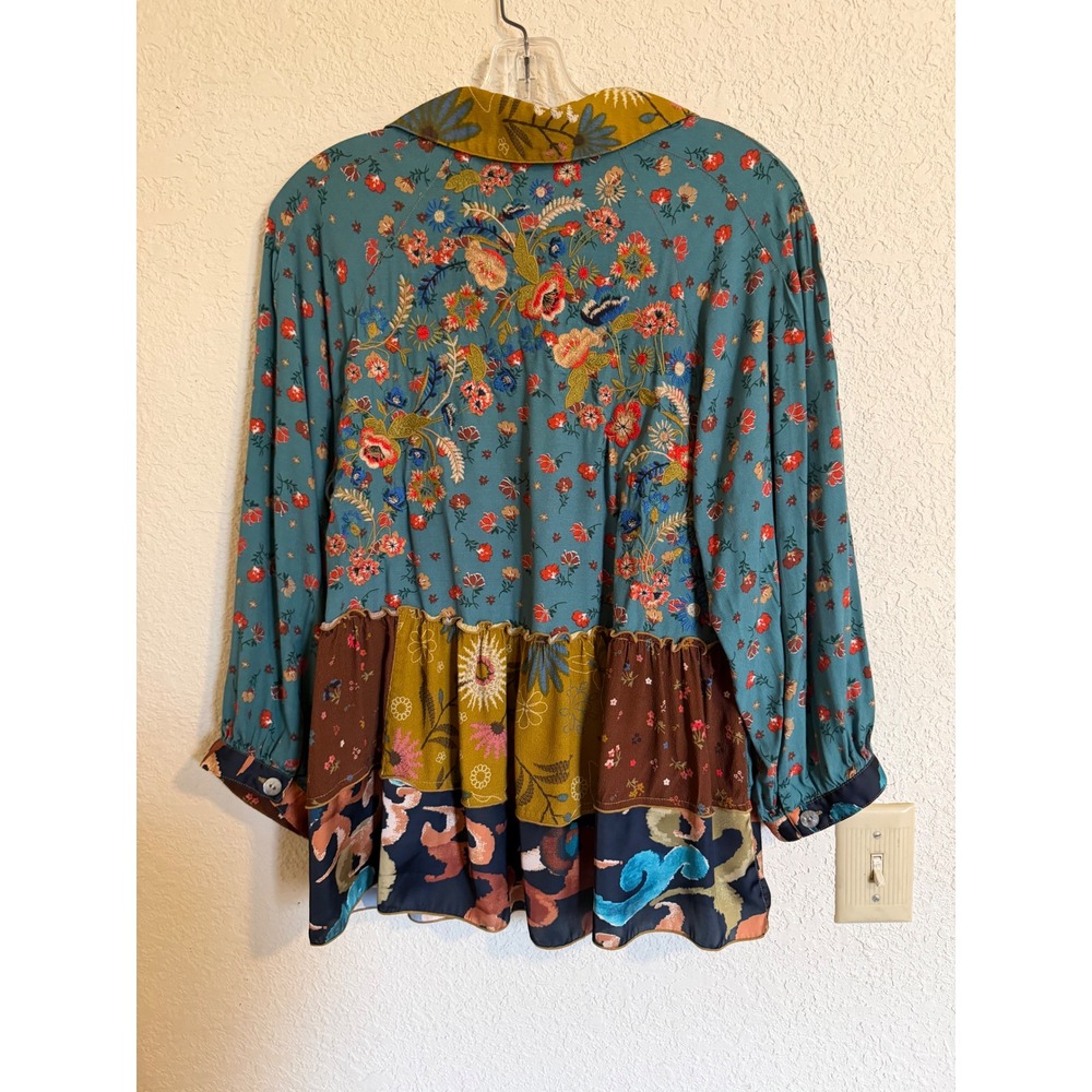 John Mark Women Teal Rust Patchwork Embroidered F… - image 4